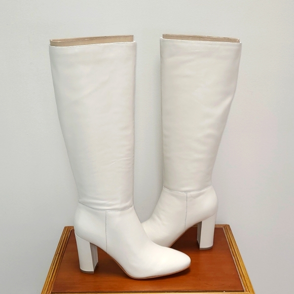 NWOT Marc Fisher Zimra Leather Boot in Ivory - Picture 3 of 10